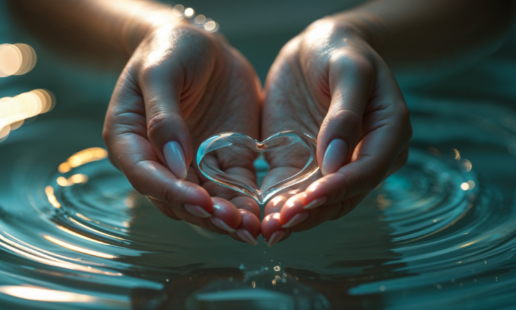 Divine feminine healing through moonlit water.