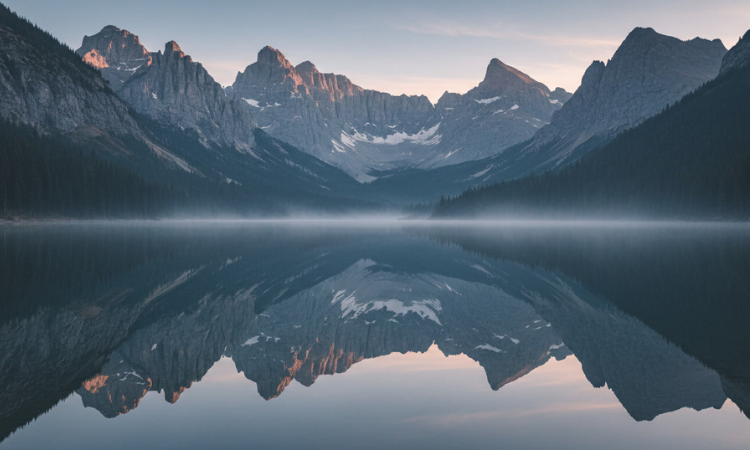 Still reflective lake symbolizing recorded spiritual events and consciousness shaping reality.