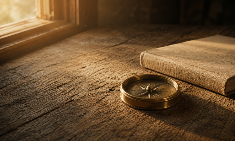 spiritual discernment symbolized by a compass and careful direction